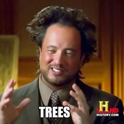 MemeForTrees logo — the ancient aliens TREES meme
